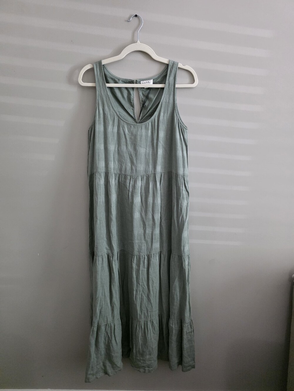 Nicole Miller Light Sage Tiered Maxi Dress